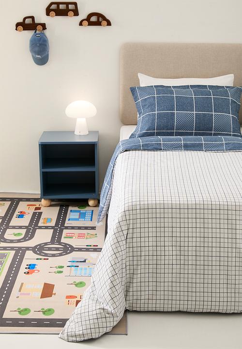 Pop Candy - 200TC windowpane check duvet cover set - glaucous blue