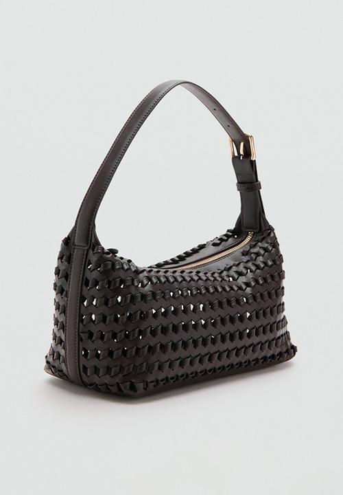 MANGO - Trama Shoulder Bag - Dark Brown