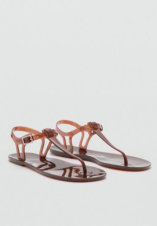 MANGO - Pool1 t-bar ankle strap - dark brown