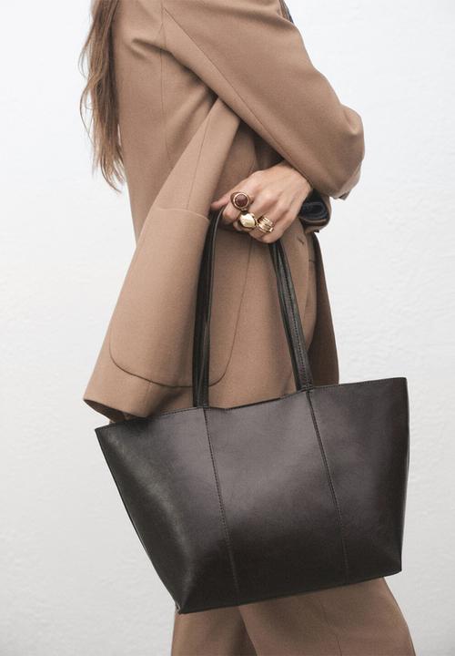 MANGO - Oliver tote bag- Dark Brown