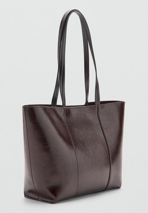 MANGO - Oliver tote bag- Dark Brown