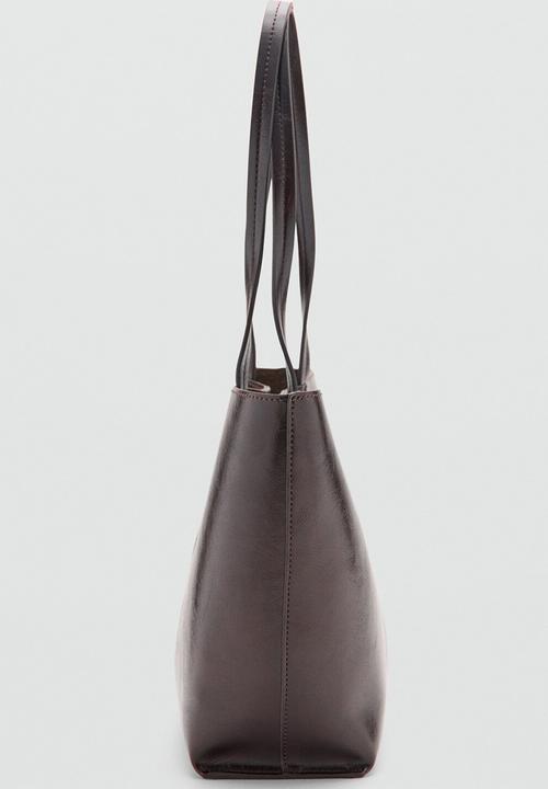 MANGO - Oliver tote bag- Dark Brown