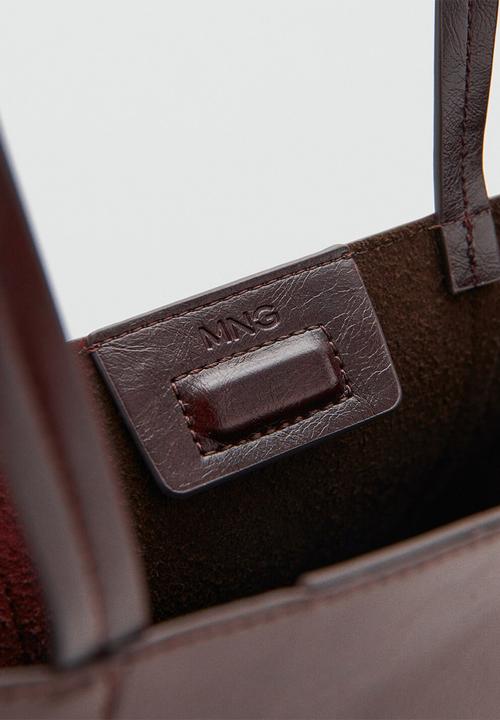 MANGO - Oliver tote bag- Dark Brown