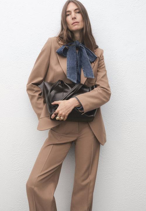 MANGO - Oliver tote bag- Dark Brown