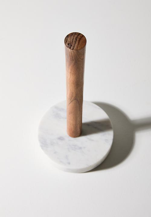 Sixth Floor - Marble & Wood Paper Towel Holder - Natural