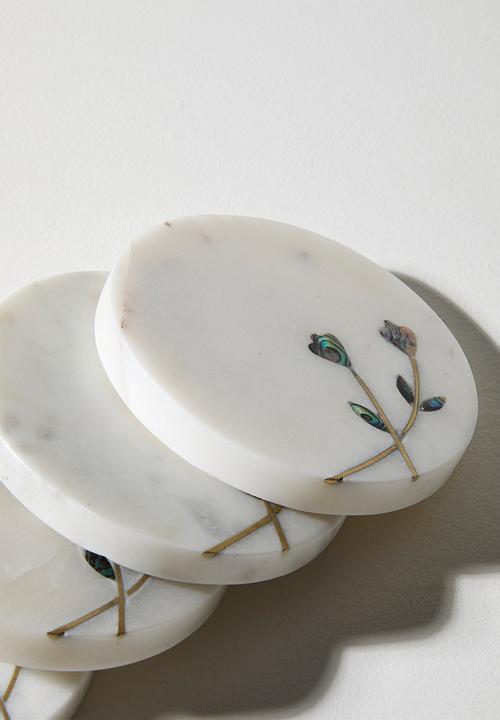 Sixth Floor - Inlay Coaster Set 4 White