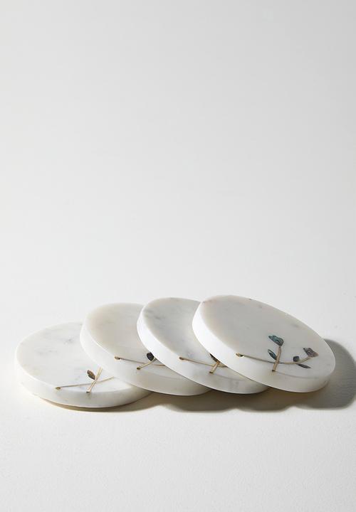 Sixth Floor - Inlay Coaster Set 4 White