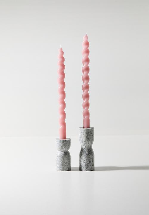 Sixth Floor - Marble Candle Holder Set 2 - grey