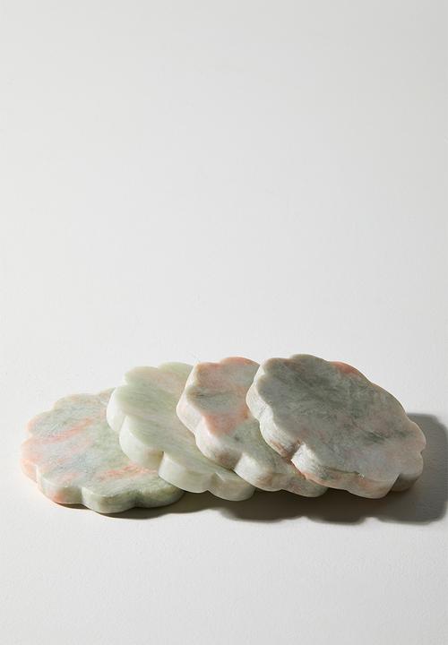 Sixth Floor - Scalloped Marble Coaster Set 4