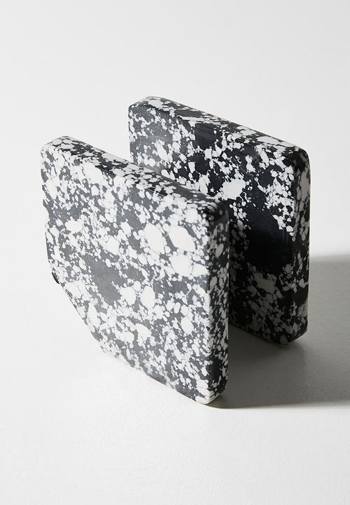 Sixth Floor - Spec Marble Napkin Holder - Black & White