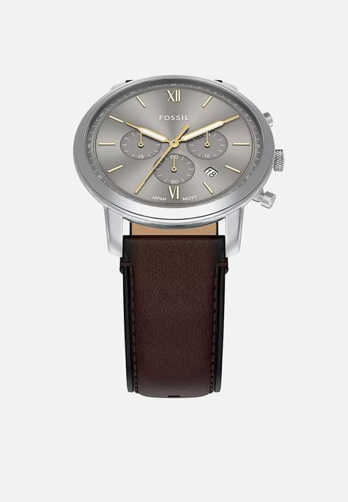 Fossil - Classic Neutra Leather Fs6129 Watch - Brown & Silver