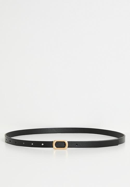 Tessa Design - Azura Skinny Rectangular Buckle Belt - Black