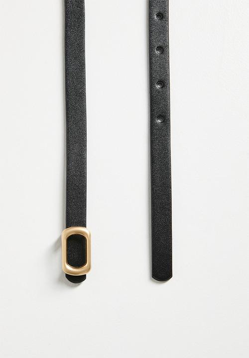 Tessa Design - Azura Skinny Rectangular Buckle Belt - Black
