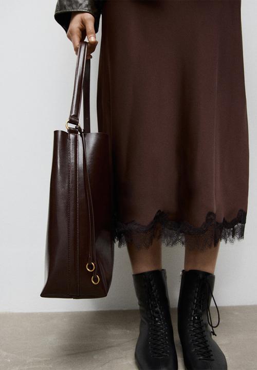 MANGO - Antonia shoulder bag - dark brown
