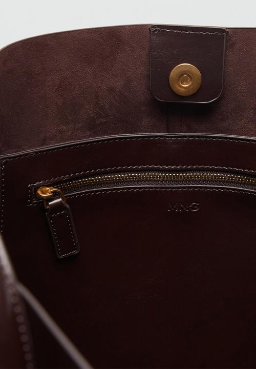 MANGO - Antonia shoulder bag - dark brown