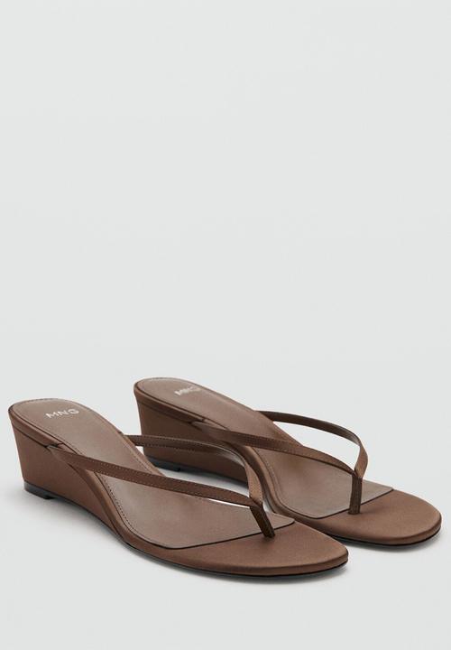 MANGO - Bombay open toe mule - dark brown