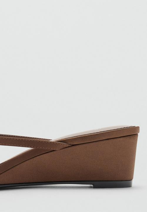 MANGO - Bombay open toe mule - dark brown