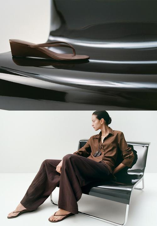 MANGO - Bombay open toe mule - dark brown