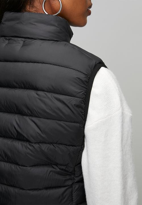 MANDI - Sleeveless Zip Through Puffer Jacket - Black