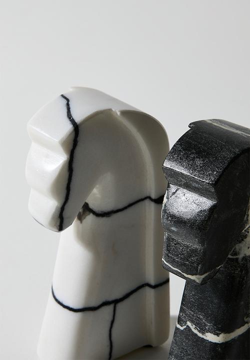 Sixth Floor - Knight Marble Book Ends - Black & White