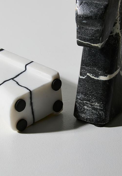 Sixth Floor - Knight Marble Book Ends - Black & White