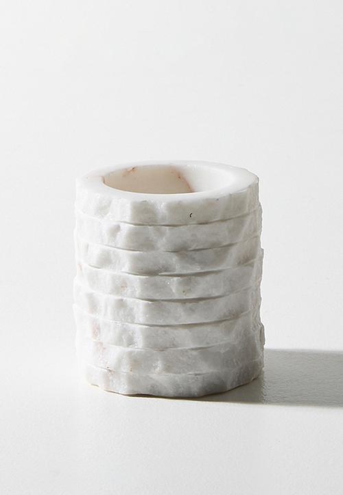 Sixth Floor - Textured marble Pinch Pots - White