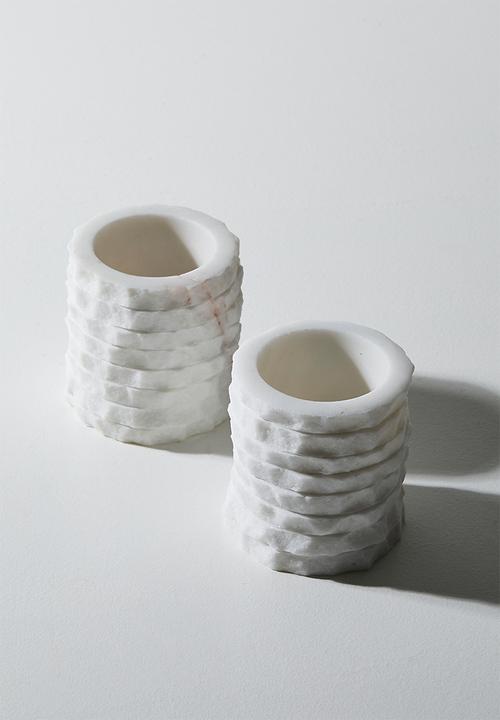 Sixth Floor - Textured marble Pinch Pots - White