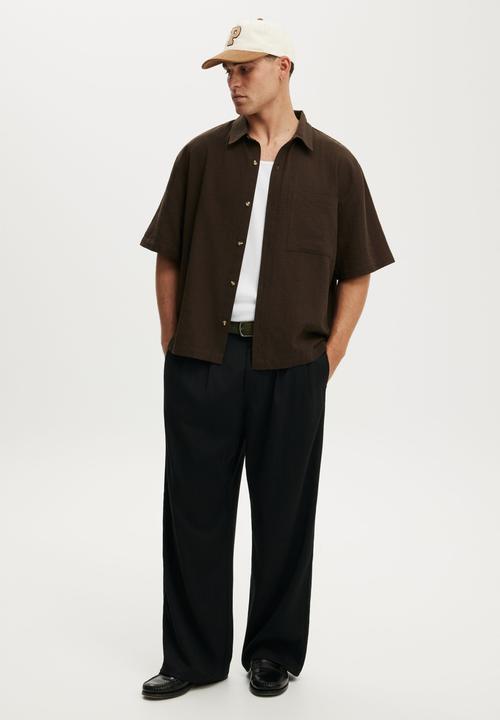 Cotton On - Boxy Fit Short Sleeve Shirt - Brown