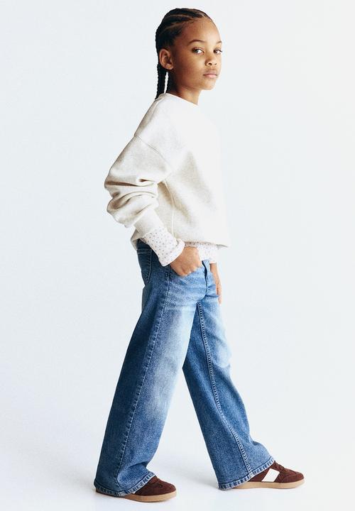 H&M - Superstretch wide leg jeans - washed denim blue