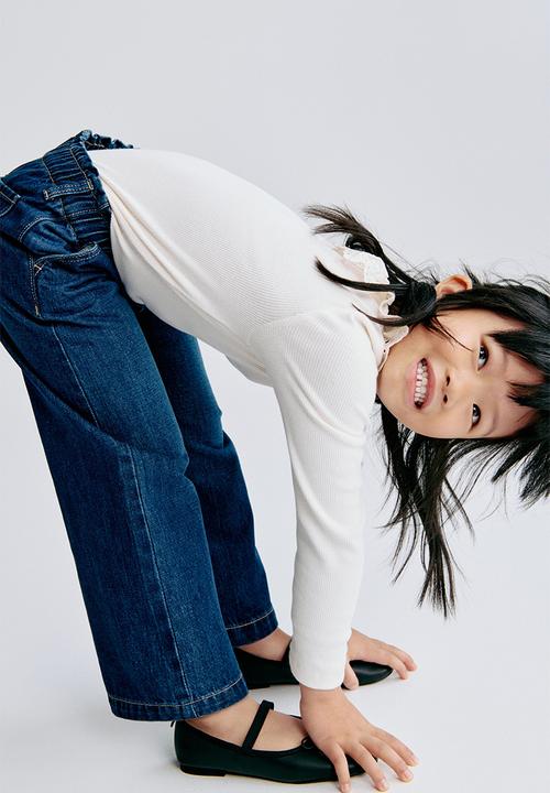 H&M - Wide leg paper bag jeans - denim blue