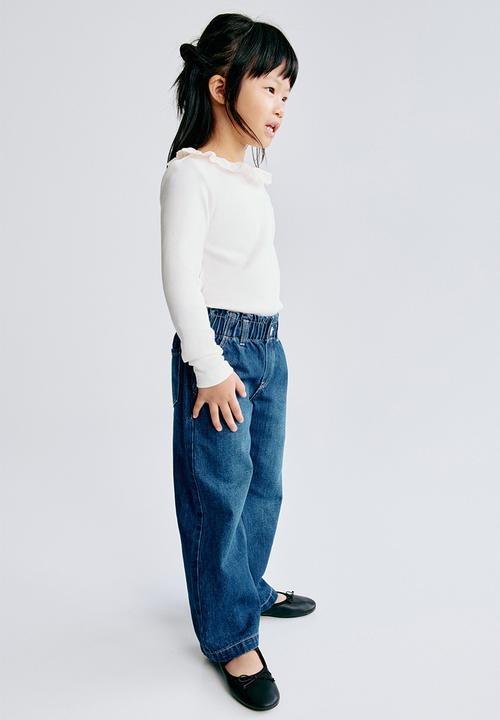 H&M - Wide leg paper bag jeans - denim blue