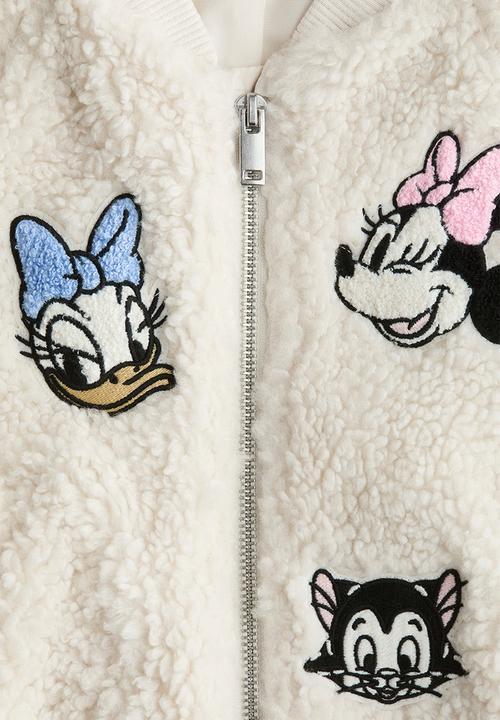 H&M - Appliqu?d teddy bomber jacket - cream/minnie mouse
