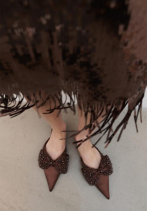 H&M - Embellished mules - brown