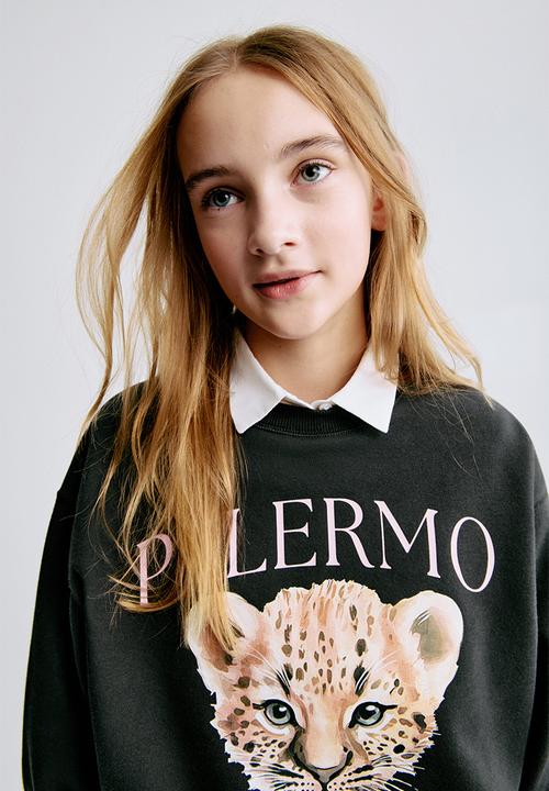 H&M - Motif-detail sweatshirt - black/palermo
