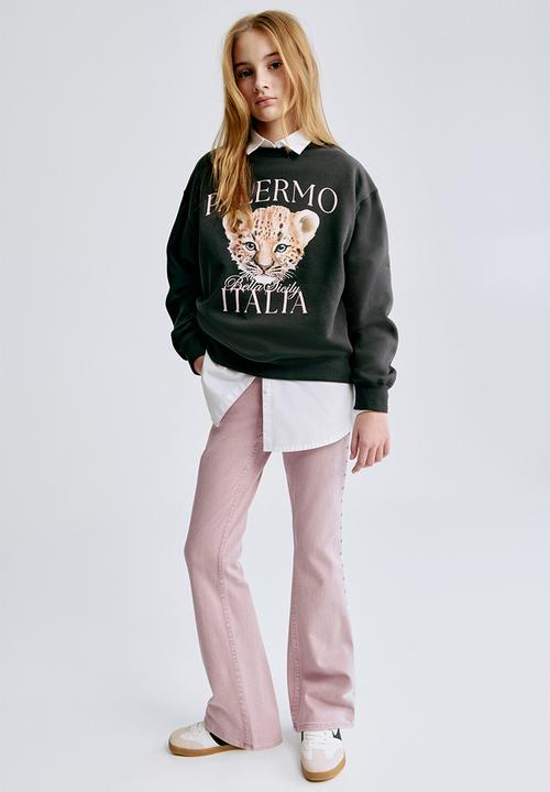 H&M - Motif-detail sweatshirt - black/palermo