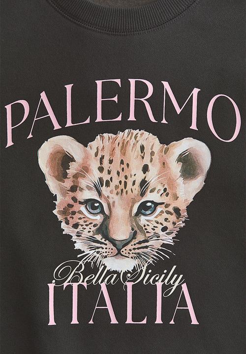 H&M - Motif-detail sweatshirt - black/palermo