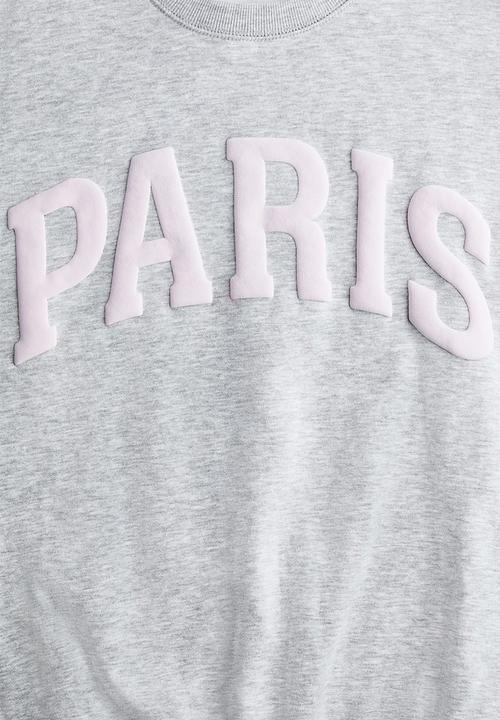 H&M - Motif-detail sweatshirt - light grey marl/paris