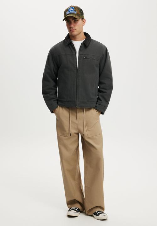 Cotton On - Cropped canvas harrington - black