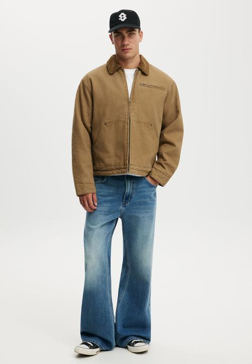 Cotton On - Cropped Canvas Harrington - Stone