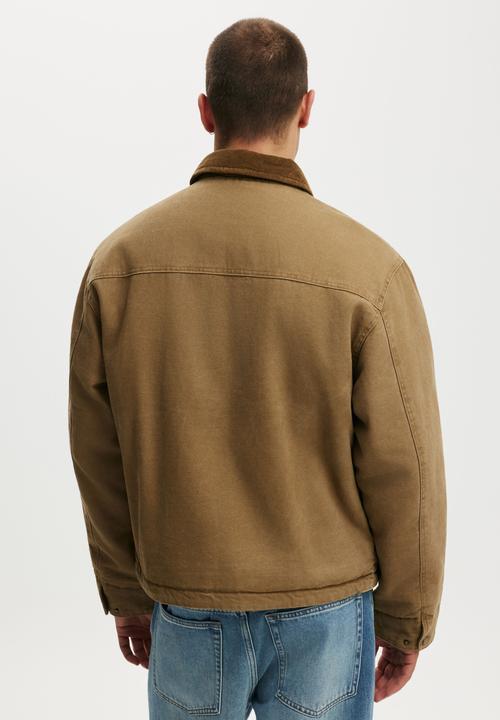 Cotton On - Cropped Canvas Harrington - Stone