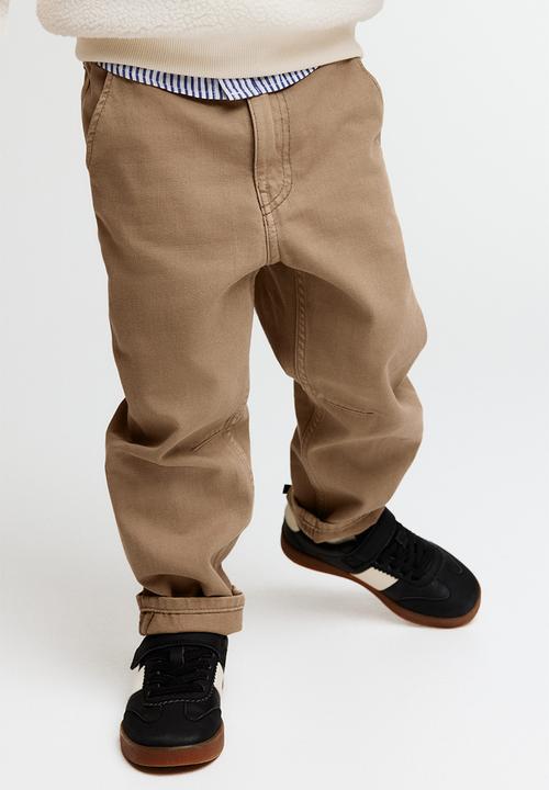 H&M - Washed cotton twill trousers - beige