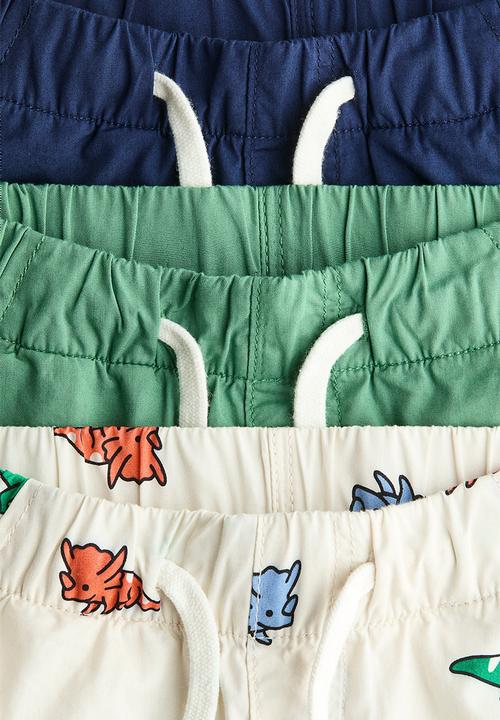 H&M - 3-pack cotton shorts - cream/dinosaurs