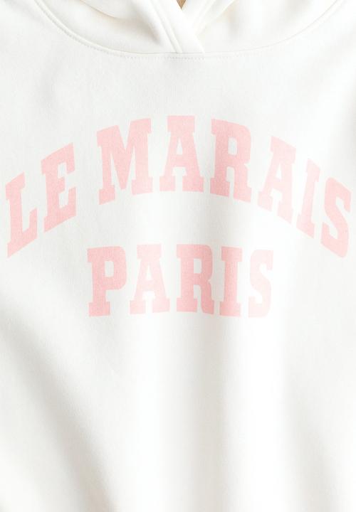 H&M - Oversized motif-detail hoodie - white/le marais
