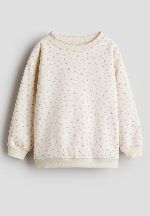 H&M - Printed brushed-inside sweatshirt - light beige/floral