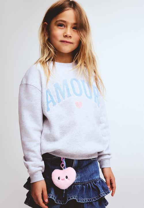 H&M - Motif-detail sweatshirt - light grey marl/amour