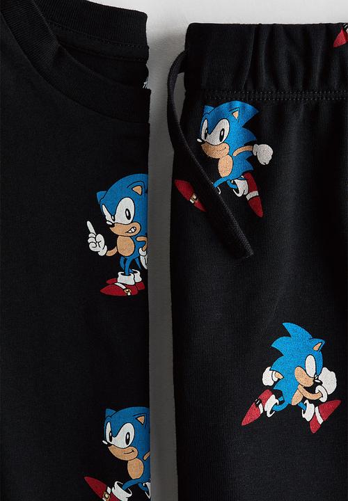 H&M - 2-Piece printed jersey set - black/sonic the hedgehog