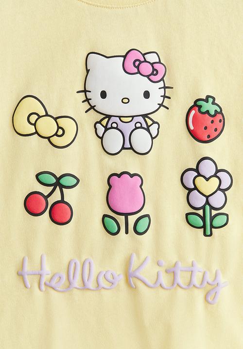 H&M - Print-motif cotton T-shirt - yellow/hello kitty