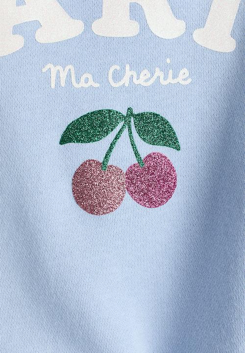 H&M - Motif-detail sweatshirt - light blue/paris