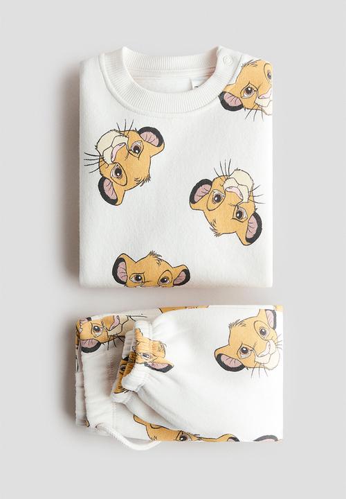 H&M - 2-Piece printed sweatshirt set - cream/the lion king