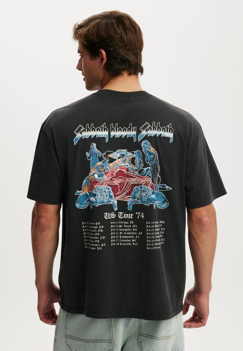 Cotton On - Everyday Fit Music T-Shirt - Lcn Bra Washed Black / Black Sabbath - Tour 7